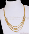 Latest Double Side White Stone Pendant Necklace 4 Line Golden Beads Design NCKN4342