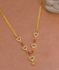 Beautiful Ruby White Stone Heart Shaped Gold Plated Necklace Shop Online NCKN4344