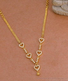 Full White Ad Stone Gold Plated Necklace Heart Charm Design Online NCKN4345