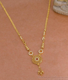 Beautiful Round Pendant Gold Imitation Necklace With Ad Stone NCKN4349