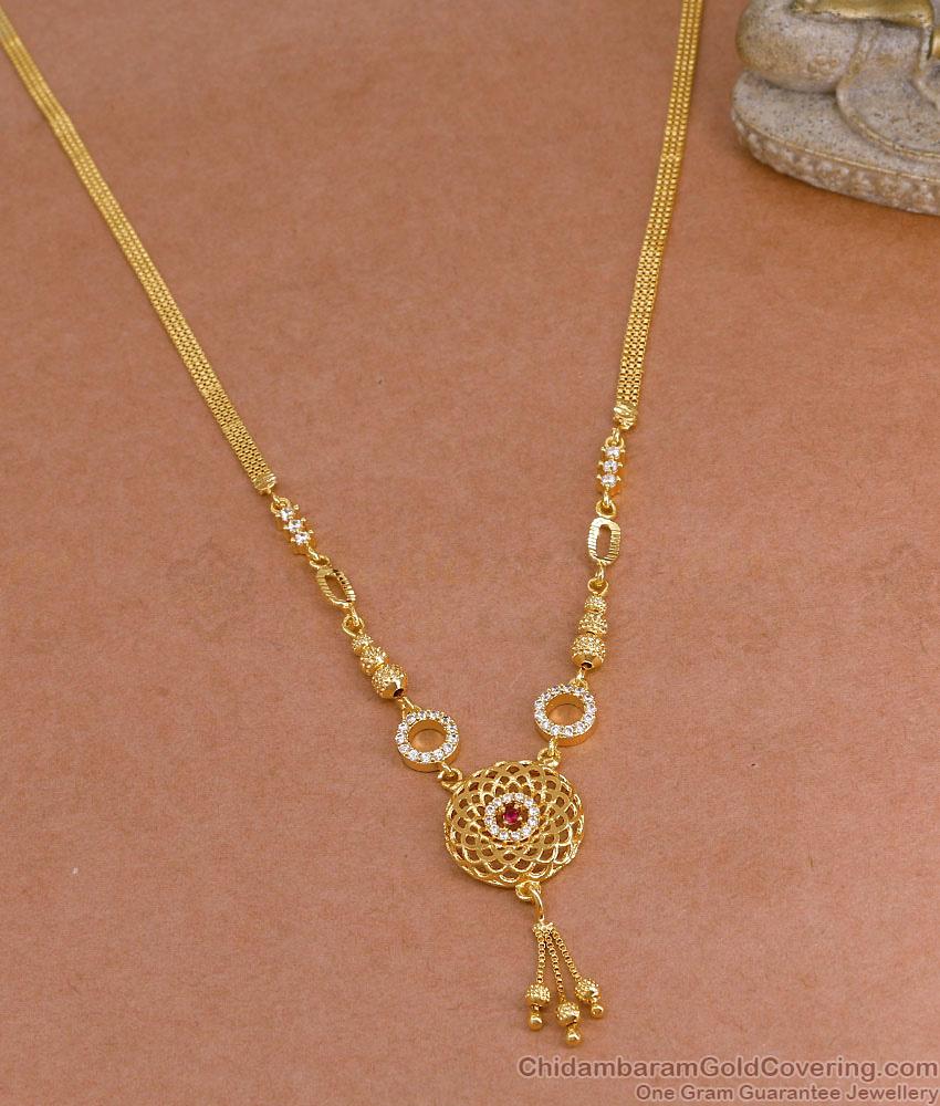 Beautiful Round Pendant Gold Imitation Necklace With Ad Stone NCKN4349
