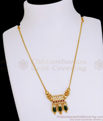 New Model One Gram Gold Nagapadam Green Palakka Stone Necklace For Wedding NCKN4352