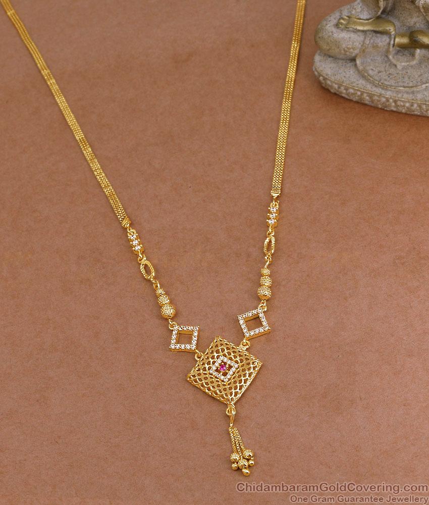 Buy Light Weight Gold Plated Necklace Ad Stone Design Online NCKN4357