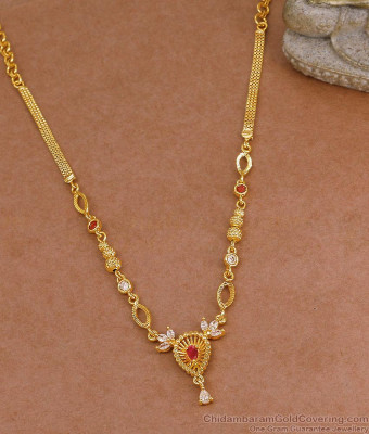 Trendy Ad Stone Droplet Pendant Gold Imitation Necklace At Affordable Price NCKN4361