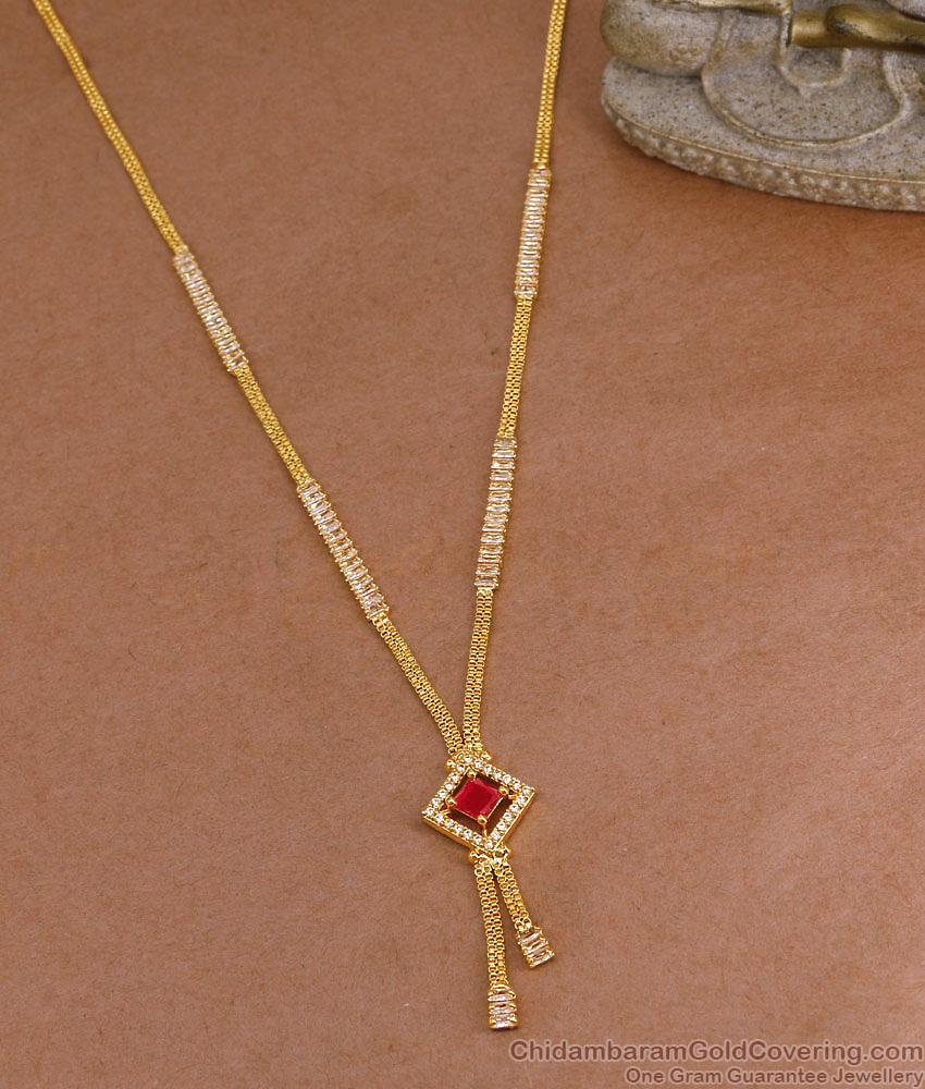Premium Look Ad Stone Necklace 1 Gram Gold Bridal Jewelry Collections NCKN4362