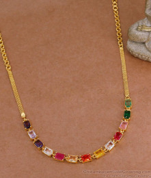 Glittering Navarartna Stone Gold Imitation Neckalce Design For Brides NCKN4366