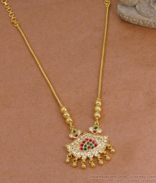 Light Weight Multi Stone Impon Pendant Necklace Kodi Chain Design NCKN4368