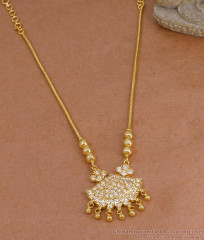 Full White Stone Impon Necklace Kodi Chain Design With Beads NCKN4369