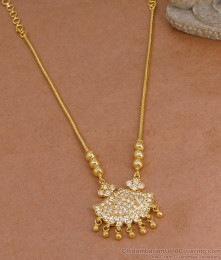 Full White Stone Impon Necklace Kodi Chain Design With Beads NCKN4369