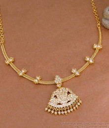 Attractive White Stone Impon Attigai Close Neck Design For Wedding NCKN4370