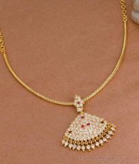 Traditional Ruby White Gati Gold Impon Pendant Necklace Shop Online NCKN4371