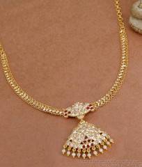 Beautiful Five Metal Panchaloha Attigai Ruby White Stone Necklace Online NCKN4373