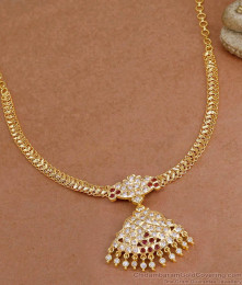 Beautiful Five Metal Panchaloha Attigai Ruby White Stone Necklace Online NCKN4373
