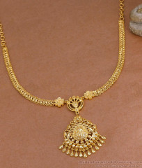 Plain Micro Gold Plated Lakshmi Necklace Design For Wedding NCKN4376