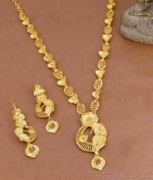 Beautiful Arabic Floral Design Two Gram Gold Necklace Bridal Set NCKN4378