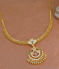 New Arrival Multi Stone Peacock Design Impon Attigai Bridal Necklace NCKN4380
