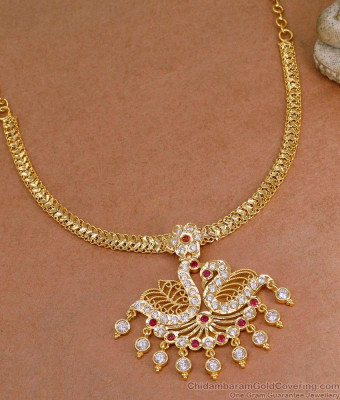 Latest Impon Panchaloha Dual Swan Pendant Necklace Design Shop Online NCKN4382