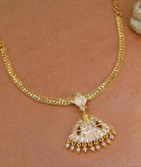 Traditional Full White Stone Lakshmi Design Impon Attigai Necklace NCKN4385