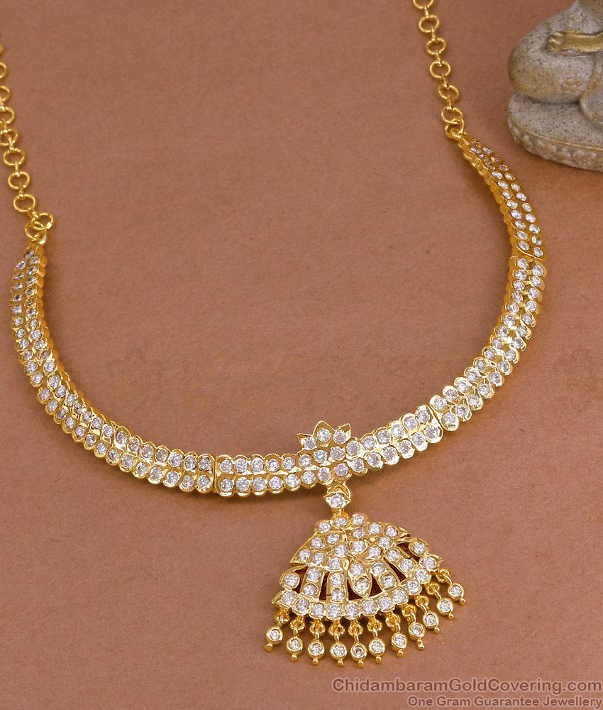 Original Five Metal Impon Choker White Stone Bridal Necklace NCKN4387