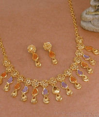 High Quality Two Gram Gold Necklace Arabic Bridal Jewelry Set NCKN4389