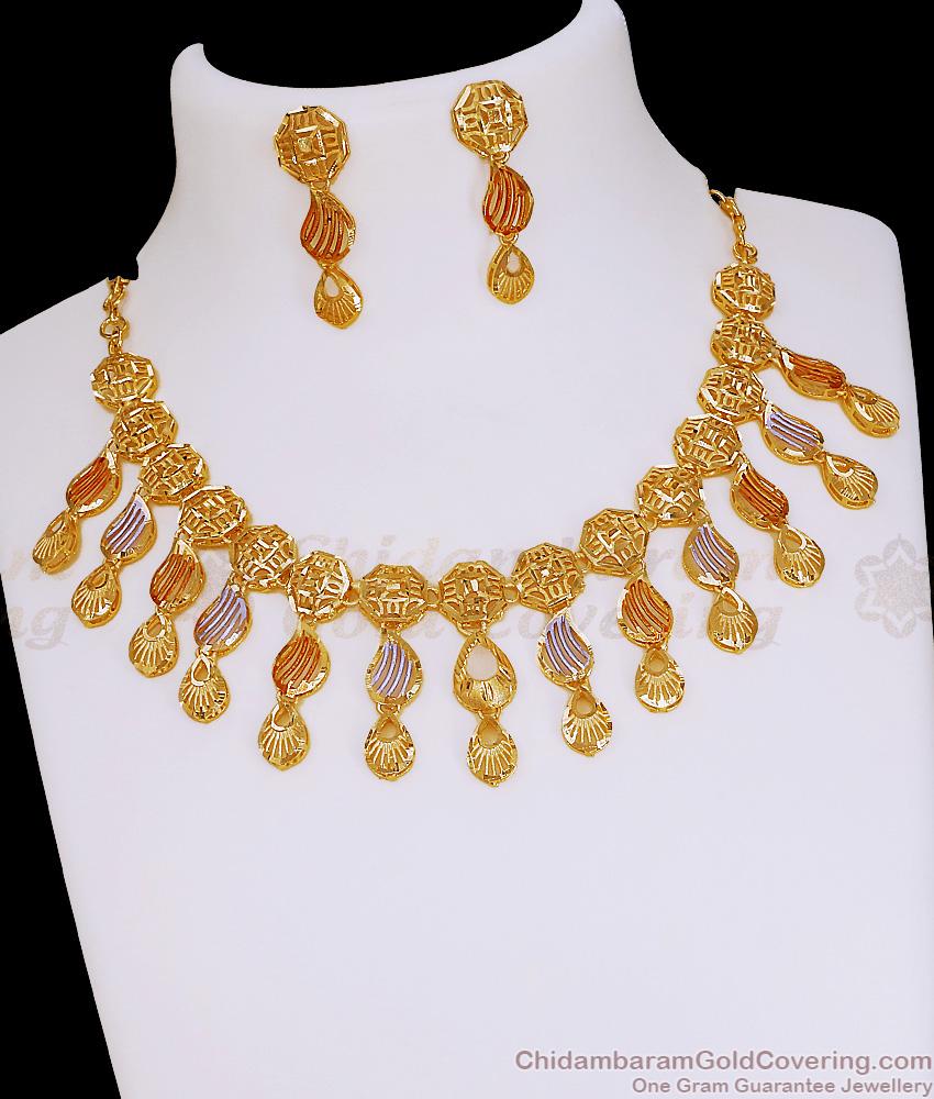 High Quality Two Gram Gold Necklace Arabic Bridal Jewelry Set NCKN4389