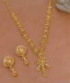 Plain Forming Gold Light Weight Necklace With Matching Earring NCKN4392
