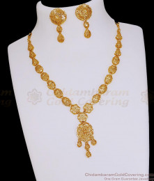 Plain Forming Gold Light Weight Necklace With Matching Earring NCKN4392