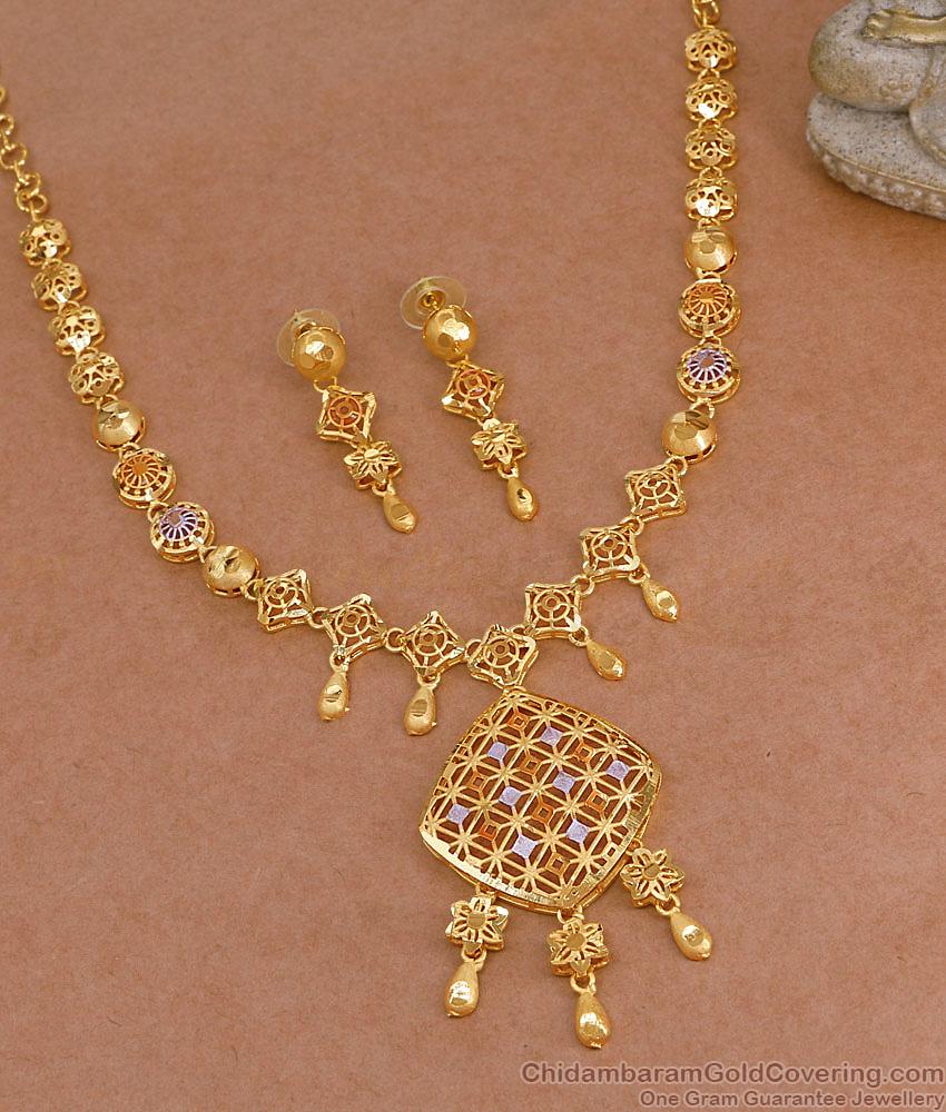 Beautiful Dual Color Enamel Forming Gold Necklace Wedding Jewelry NCKN4393