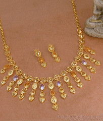 Attractive Two Gram Gold Arabic Necklace Hanging Heart Charms Design NCKN4394