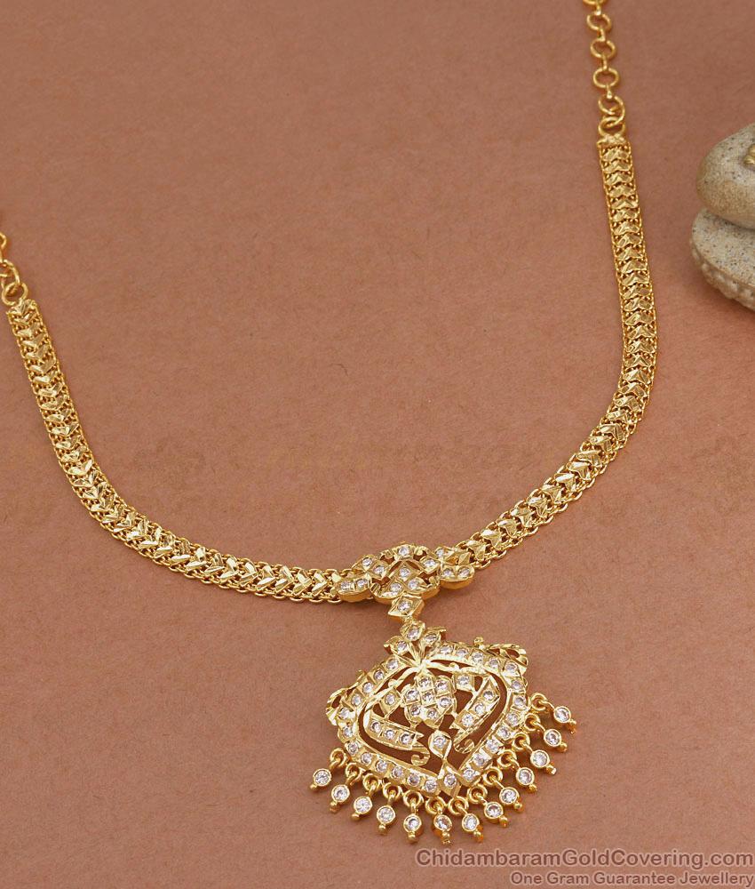 Traditional White Stone Impon Attigai Bridal Collections NCKN4396