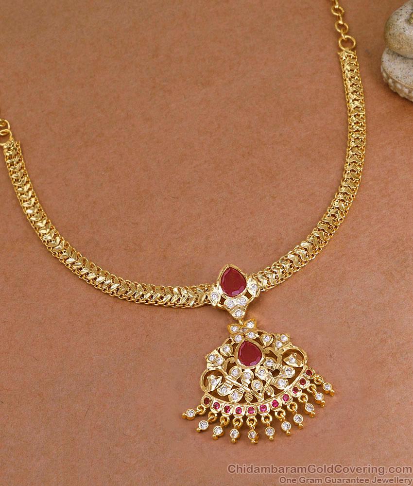 Beautiful Big Ruby Stone Impon Attigai 1 Gram Gold Jewelry NCKN4397 Beautiful Big Ruby Stone Impon Attigai 1 Gram Gold Jewelry NCKN4397