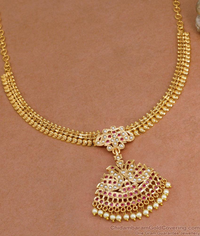Latest Micro Gold Plated Mango Necklace Impon Pearl Pendant NCKN4399