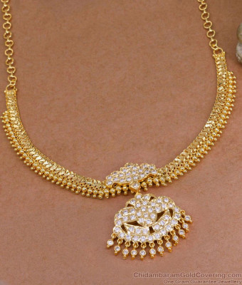Buy Full White Stone Impon Attigai Golden Beads Chain Design NCKN4400