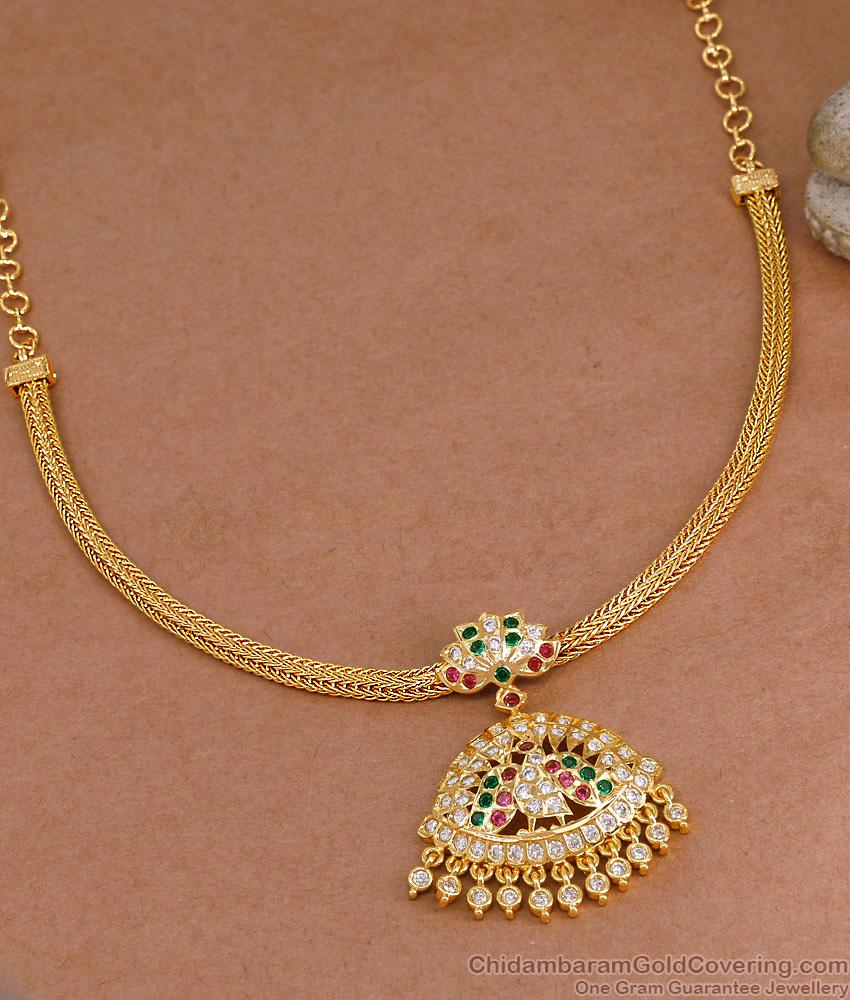 Stylish Peacock Design Multi Stone Impon Attigai Necklace Shop Online NCKN4401