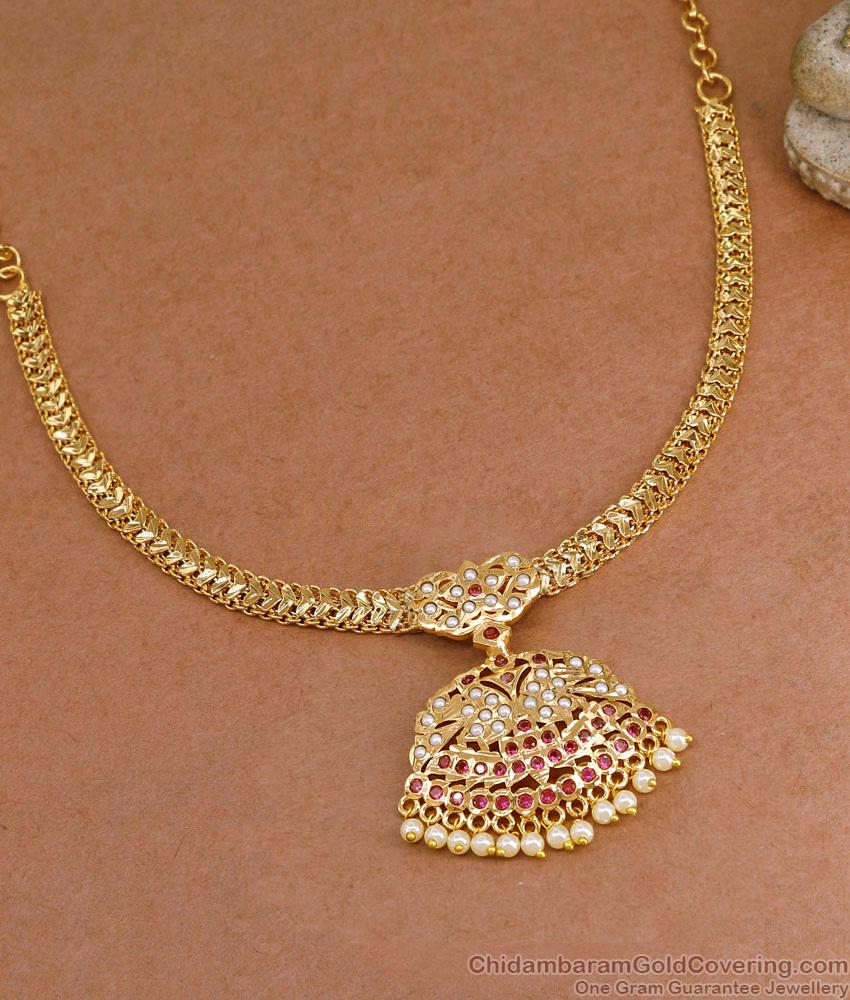 High Quality Impon Gold Plated Pearl Attigai Necklace For Women NCKN4402