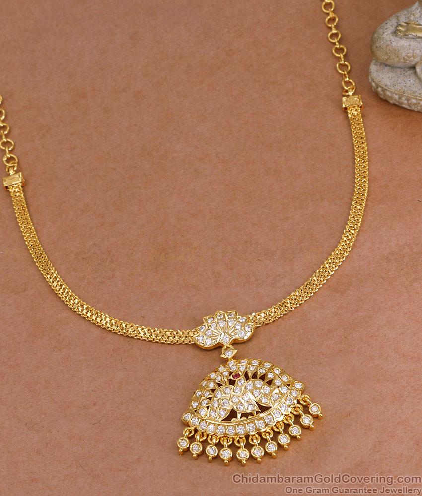 Classic Five Metal Peacock Stone Attigai Impon Bridal Jewelry NCKN4404