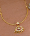 Beautiful Ruby White Stone Impon Attigai Peacock Necklace Design NCKN4405