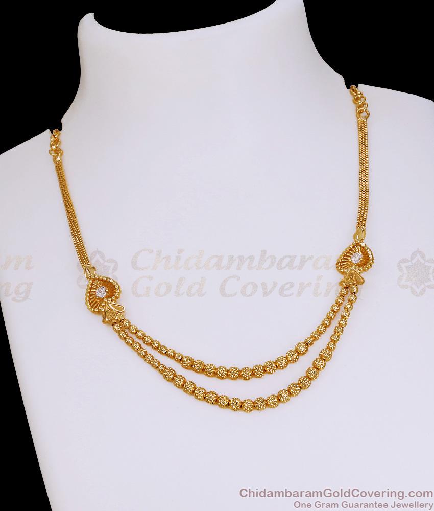 Trendy Double Layer Golden Beads Stone Necklace For Wedding NCKN4406
