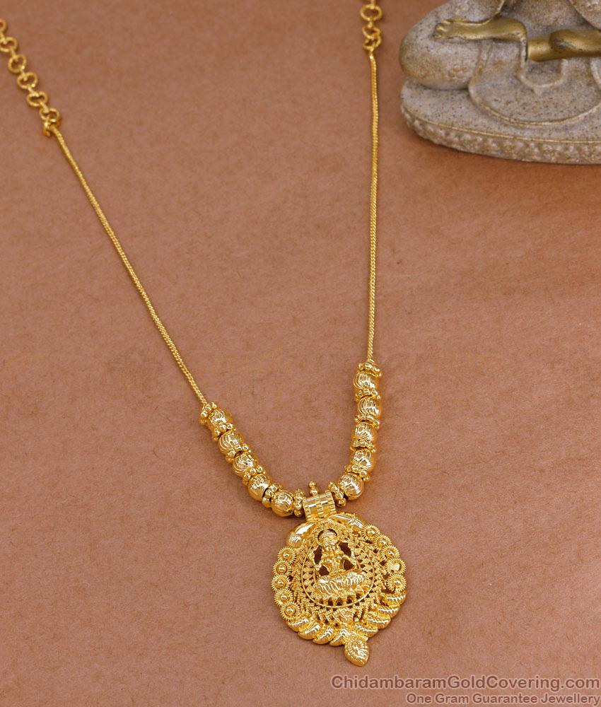Traditional One Gram Gold Lakshmi Necklace With Milagu Mani NCKN4407