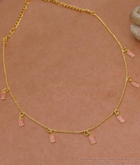 Stylish Pink Gemstone Gold Imitation Necklace For Party Wear NCKN4410 