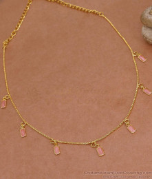 Stylish Pink Gemstone Gold Imitation Necklace For Party Wear NCKN4410 