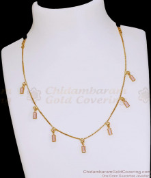 Stylish Pink Gemstone Gold Imitation Necklace For Party Wear NCKN4410 