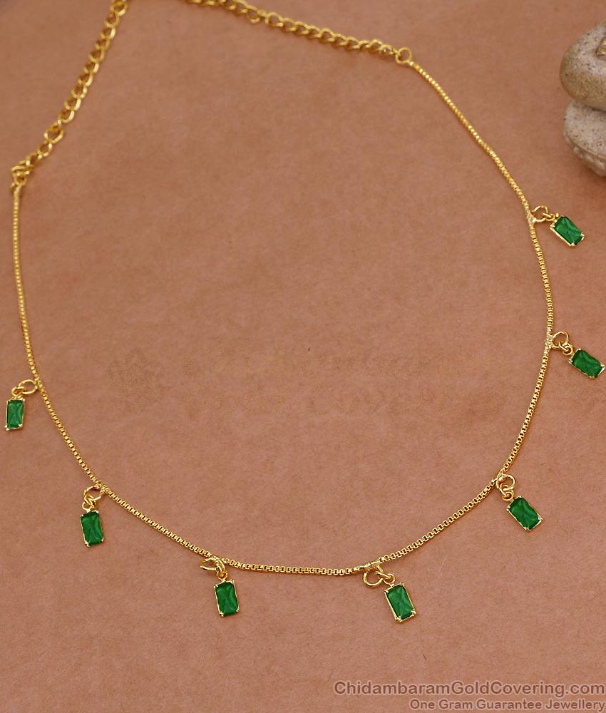 Beautiful Emerald Stone Drip Necklace 1 Gram Gold Jewelry NCKN4412
