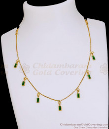 Beautiful Emerald Stone Drip Necklace 1 Gram Gold Jewelry NCKN4412