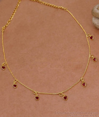 Beautiful Ruby Stone 1 Gram Gold Drop Necklace Heart Design NCKN4415