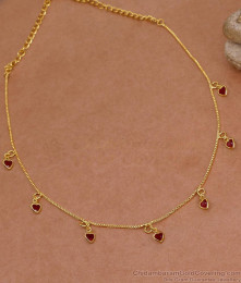 Beautiful Ruby Stone 1 Gram Gold Drop Necklace Heart Design NCKN4415