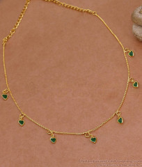 High Quality Gold Plated Heart Drop Necklace Emerald Stone Design Online NCKN4416