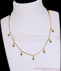 High Quality Gold Plated Heart Drop Necklace Emerald Stone Design Online NCKN4416