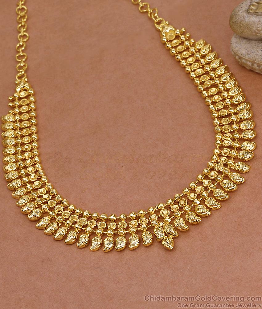 Traditional Gold-Plated Three Layer Manga Mala Necklace For Marriage NCKN4427