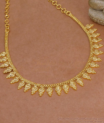Light Weight 1 Gram Gold Necklace Mullaipoo Design NCKN4429